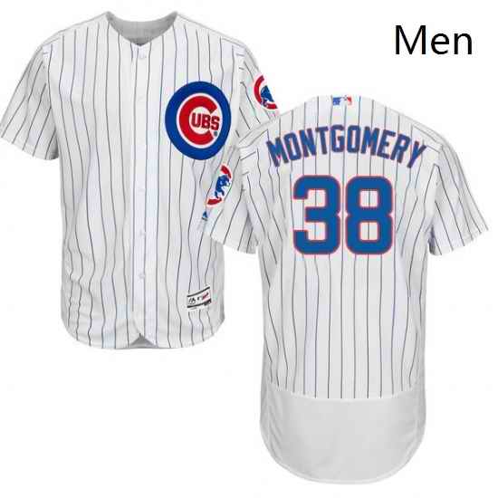 Mens Majestic Chicago Cubs 38 Mike Montgomery White Home Flexbase Authentic Collection MLB Jersey